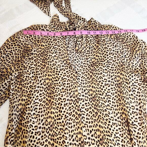 Ramy Brook Leopard Print Silk Neck Tie Blouse Leopard Print XS - Picture 10 of 12